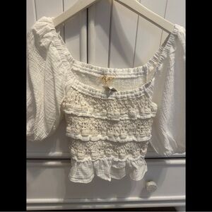 By Together White Crochet Off-Shoulder Top